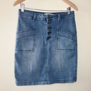 Velvet Heart Denim Women’s 29 Stretch Button Front Pencil Skirt Pockets Normcore